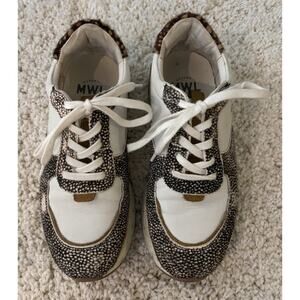 Madewell Kickoff Trainer Sneakers in Leather Animal Print Calf Hair Size 8